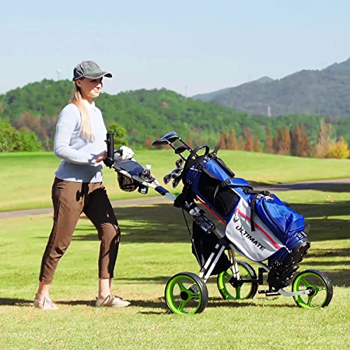 Tangkula Golf Push-Pull Cart with Seat & Storage