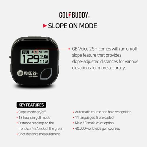 GOLFBUDDY Voice 2S+ Talking GPS Rangefinder (Black) - 40,000 Courses