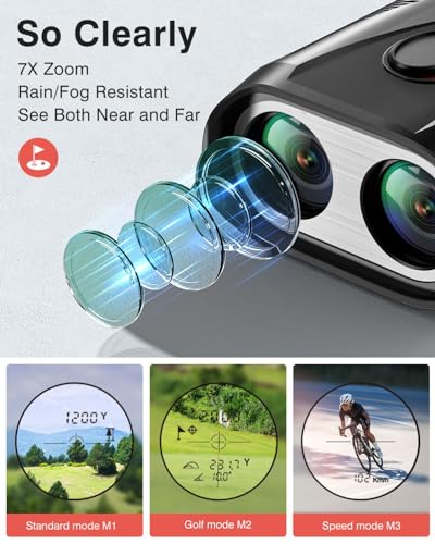 Laser Golf Rangefinder with Slope, 1200Yards, 7X Magnification