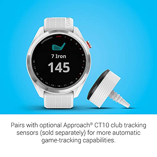 Renewed Garmin Approach S42 GPS Golf Smartwatch Silver/Wht 010-02572-11
