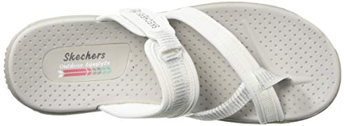Skechers Women's Reggae Sandal, White, 6.5 M
