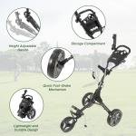 KVV 3-Wheel Foldable Golf Push Cart, Lightweight, Compact