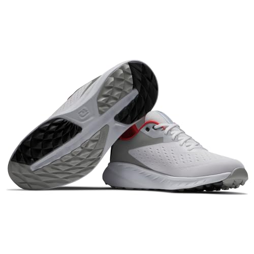 FootJoy Men's Golf Shoe, White/Black/Red, 10.5 Wide