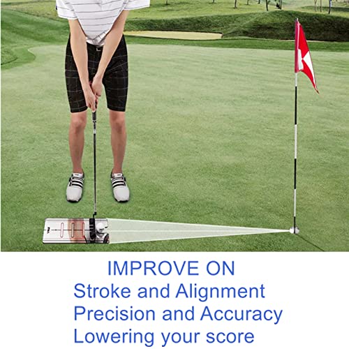 Professional Golf Putting Mirror with Portable Aid and Towel