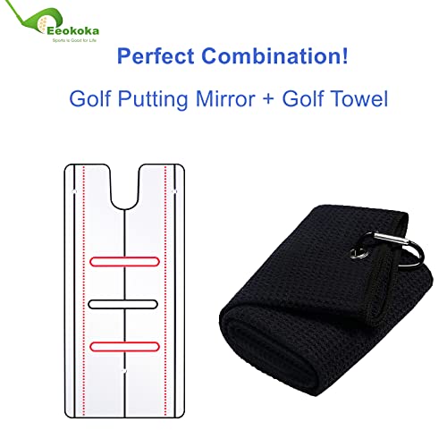 Professional Golf Putting Mirror with Portable Aid and Towel