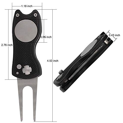 Metal Golf Divot Repair Tool with Magnetic Foldable Design