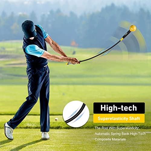 Balight Golf Swing Trainer Aid and Correction for Strength Grip Tempo & Flexibility Training Suit for Indoor Practice Chipping Hitting Golf Accessories (48 Inches, Yellow)