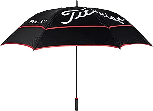 Titleist Tour Golf Umbrella in Black/Black/Red Theme