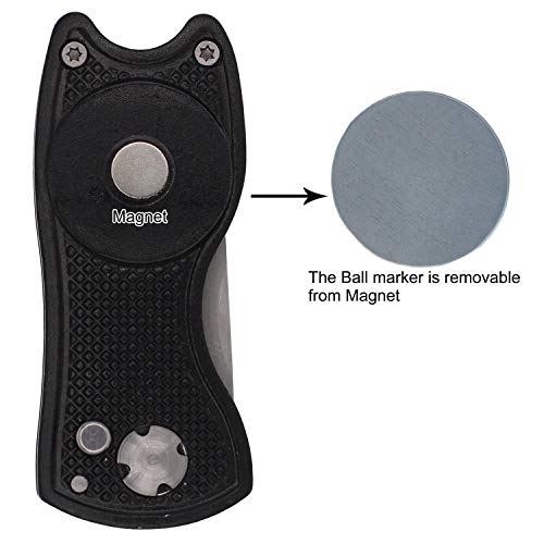 Metal Golf Divot Repair Tool with Magnetic Foldable Design