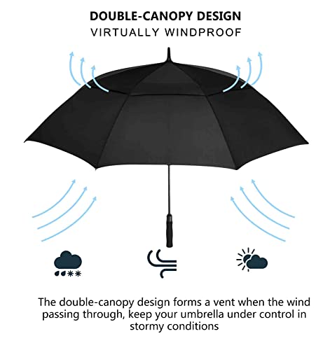 62/68/72 Inch Automatic Open Black Golf Umbrella
