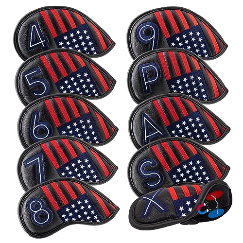 USA Flag Golf Magnetic Iron Head Covers Set, 10pcs