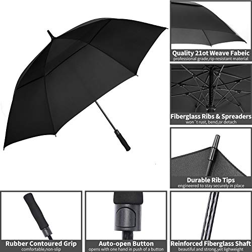62/68/72 Inch Automatic Open Black Golf Umbrella