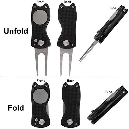 Metal Golf Divot Repair Tool with Magnetic Foldable Design