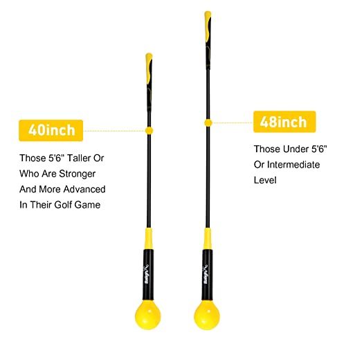 Balight Golf Swing Trainer Aid and Correction for Strength Grip Tempo & Flexibility Training Suit for Indoor Practice Chipping Hitting Golf Accessories (48 Inches, Yellow)