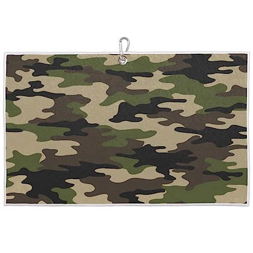 Camouflage Golf Towel with Carabiner Clip, Navy Blue