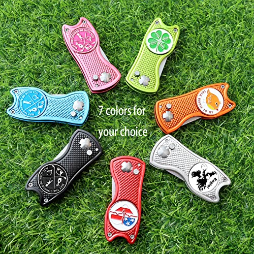 Foldable Golf Divot Repair Tool and Ball Markers