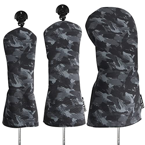 VIXYN 3 Pack Golf Club Head Covers (Black)