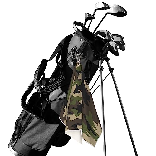 Camouflage Golf Towel with Carabiner Clip, Navy Blue