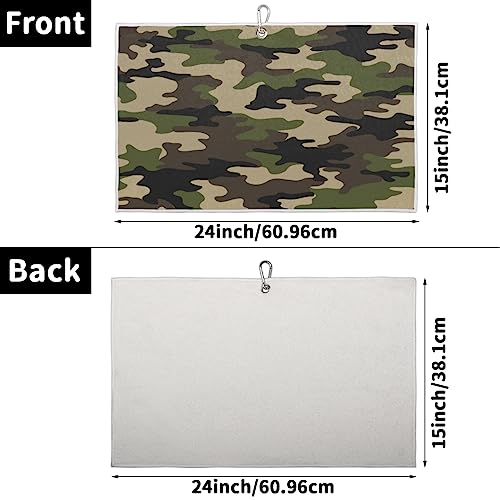 Camouflage Golf Towel with Carabiner Clip, Navy Blue