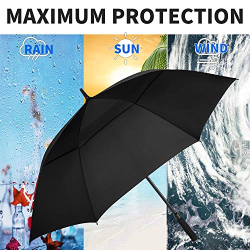 62/68/72 Inch Automatic Open Black Golf Umbrella