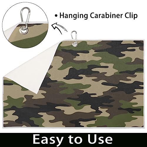 Camouflage Golf Towel with Carabiner Clip, Navy Blue
