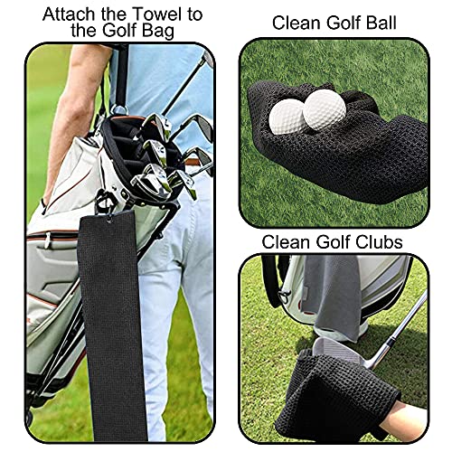 Funny Golf Swing Swear Repeat Black Microfiber Towel