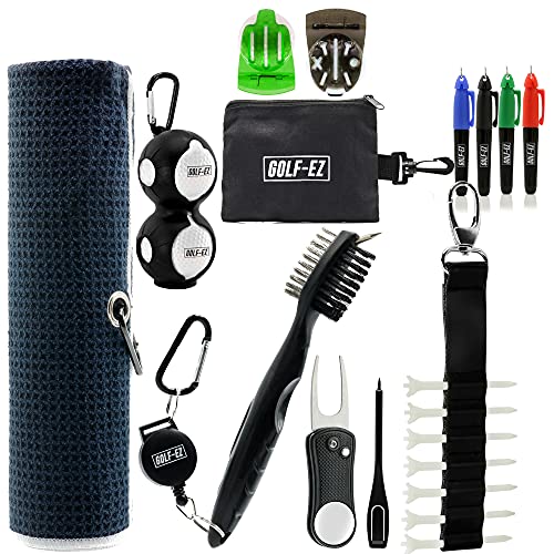 Golf Essentials Kit with Towel, Cleaning Brush, and More