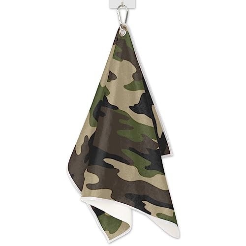 Camouflage Golf Towel with Carabiner Clip, Navy Blue