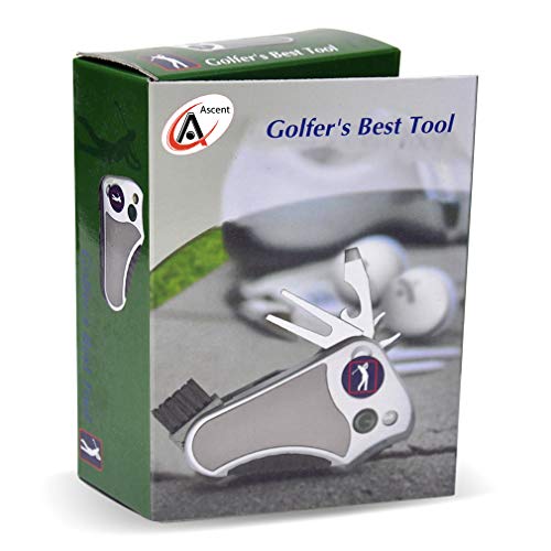 Golfer's Ultimate All-in-One Multitool - Stroke Counter, Divot Repair, Brush, Ball Marker, Cleat Tightener, Groove Cleaner