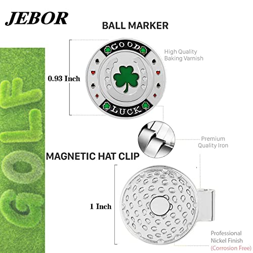 Jebor Golf Ball Markers with Hat Clips Set