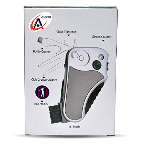 Golfer's Ultimate All-in-One Multitool - Stroke Counter, Divot Repair, Brush, Ball Marker, Cleat Tightener, Groove Cleaner