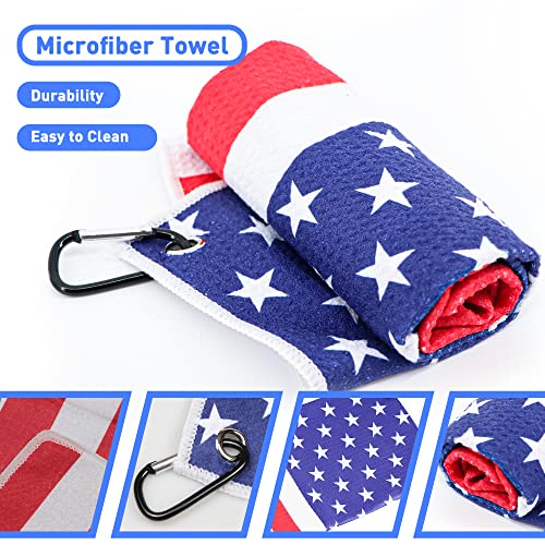 Golf Club Brush, American Flag Towel, Groove Cleaner Kit