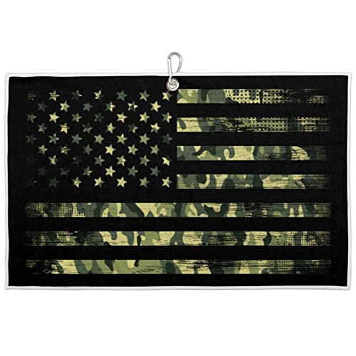 Camouflage USA Flag Golf Towel with Clip