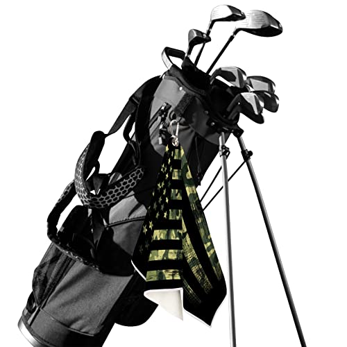 Camouflage USA Flag Golf Towel with Clip