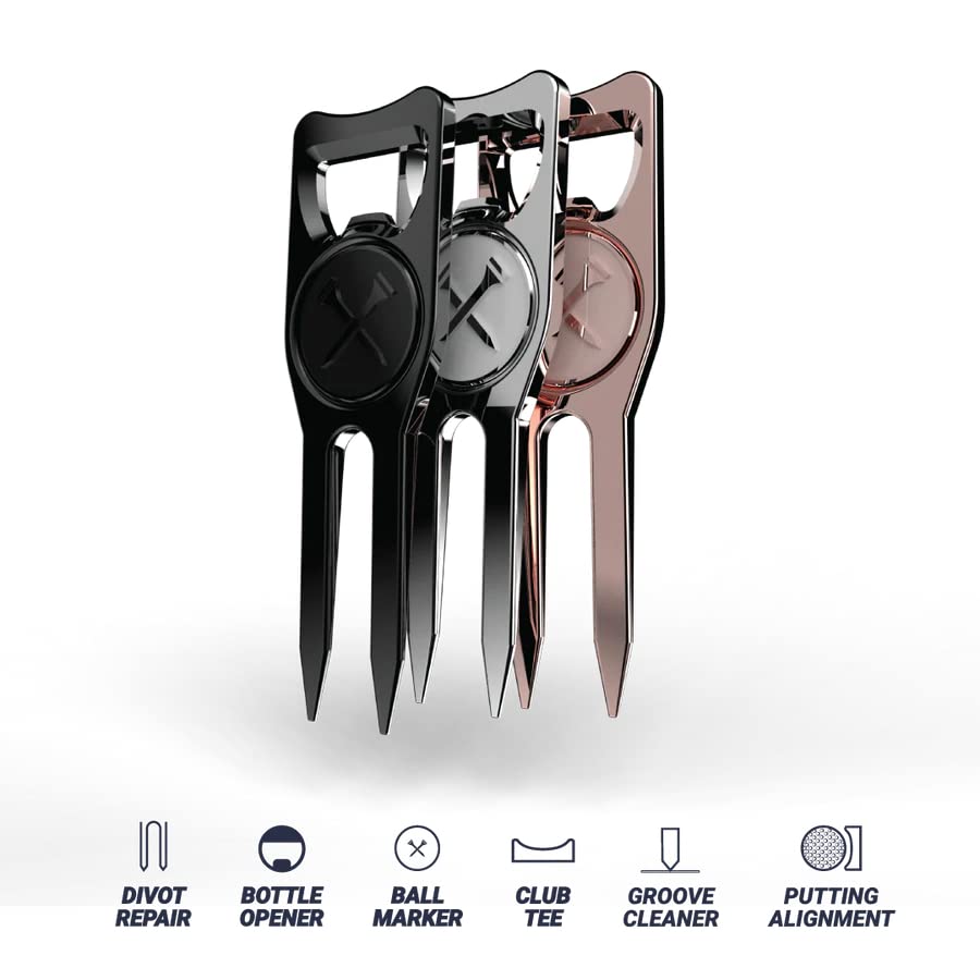 Blue Tees Golf 6-in-1 Premium Divot Tool & Ball Marker