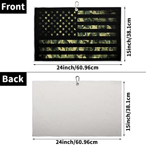 Camouflage USA Flag Golf Towel with Clip