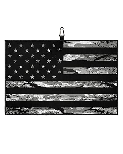 Camouflage Flag Golf Towel with Carabiner Clip-America