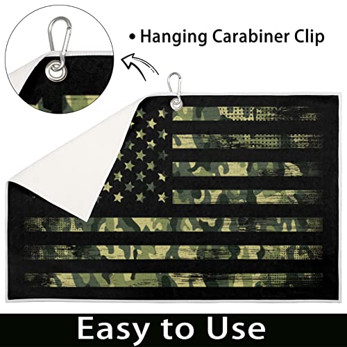 Camouflage USA Flag Golf Towel with Clip