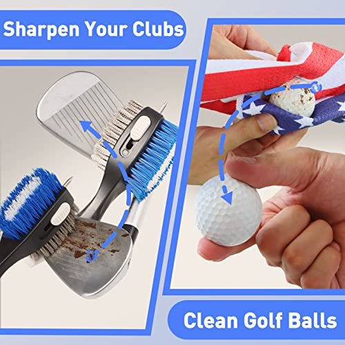 Golf Club Brush, American Flag Towel, Groove Cleaner Kit
