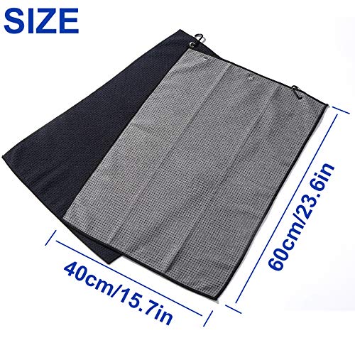 2 Pack Tri-fold Golf Towel Set, Microfiber Fabric