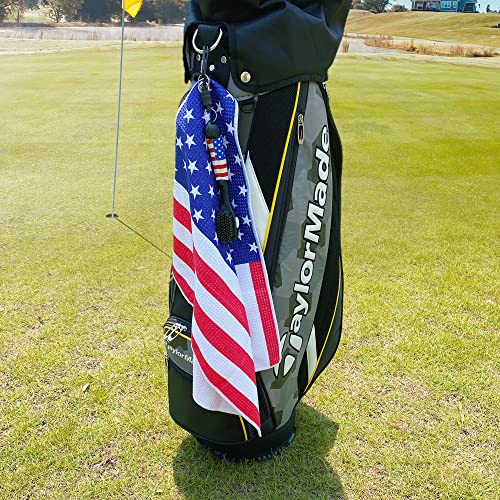 Golf Club Brush, American Flag Towel, Groove Cleaner Kit