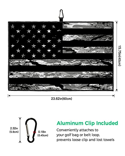 Camouflage Flag Golf Towel with Carabiner Clip-America
