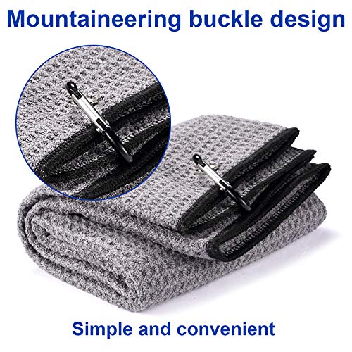 2 Pack Tri-fold Golf Towel Set, Microfiber Fabric