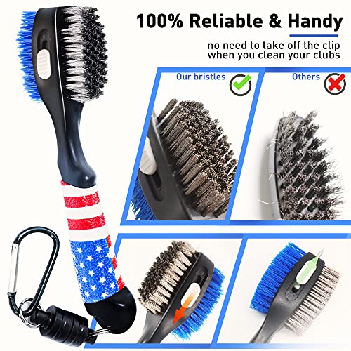 Golf Club Brush, American Flag Towel, Groove Cleaner Kit