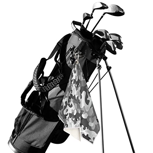 Grey Black Camo Golf Towel, Absorbent Microfiber, Clip