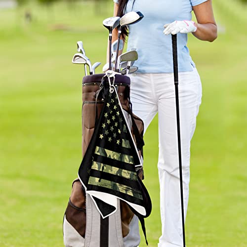 Camouflage USA Flag Golf Towel with Clip