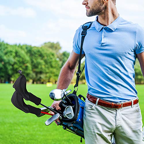 Black Set of 3 Golf Headcovers with Interchangeable Tags