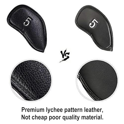 12pcs Synthetic Leather Golf Iron Head Covers Set - Fits All Brands