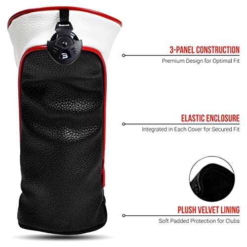 Premium Leather USA Golf Head Covers (Set of 3)