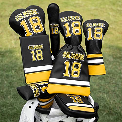 Premium Leather Golf Club Headcovers Set with Number Tags